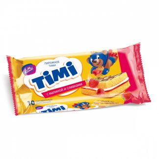 Бисквитное пирожное Konti "Timi с малиной и сливками"
