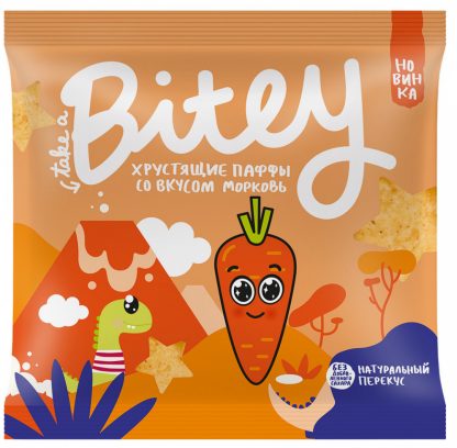Экструдированные мультизлаковые фигурки Take a Bitey "Паффы со вкусом Морковь"